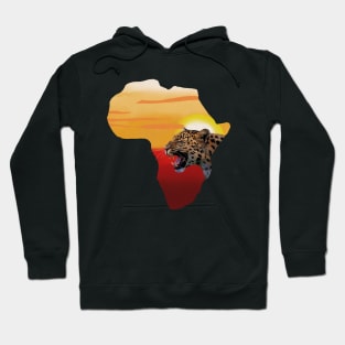 Africa Map with Leopard Sunset, Safari Hoodie